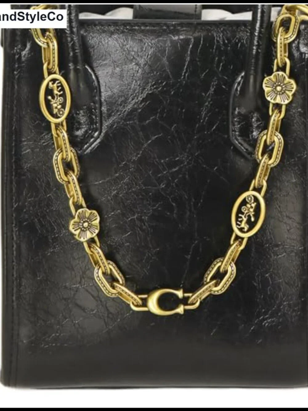Gold Motif Chain Bag Charm Purse Chain Extender Vintage Metal